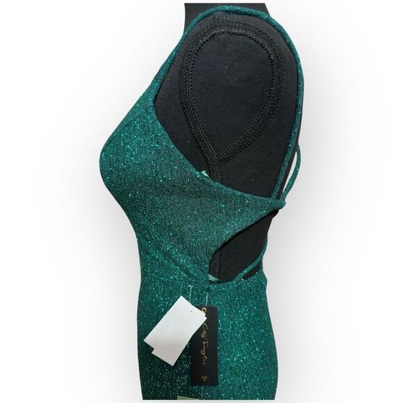 NWT City Triangles Womens Glitter Jersey Knit Gown Green Size 3 - Picture 8 of 16